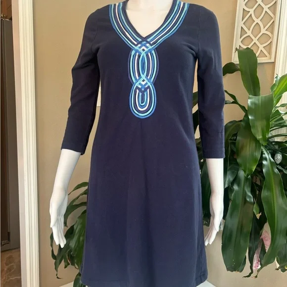 Lilly Pulitzer Navy Dress with Blue Embroidery - Picture 1 of 7